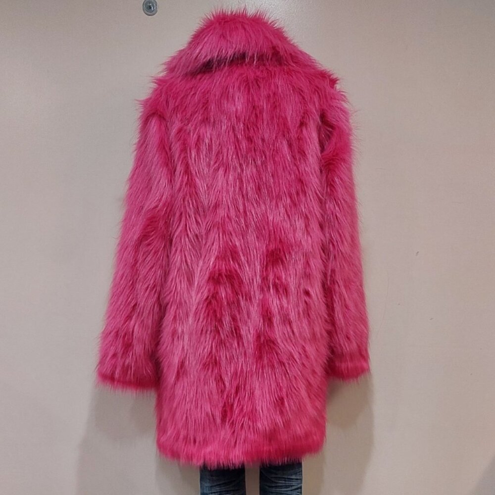 💋GORGEOUS💋 Faux Fox Fur Coat in Magenta Pink - Picture 12 of 16